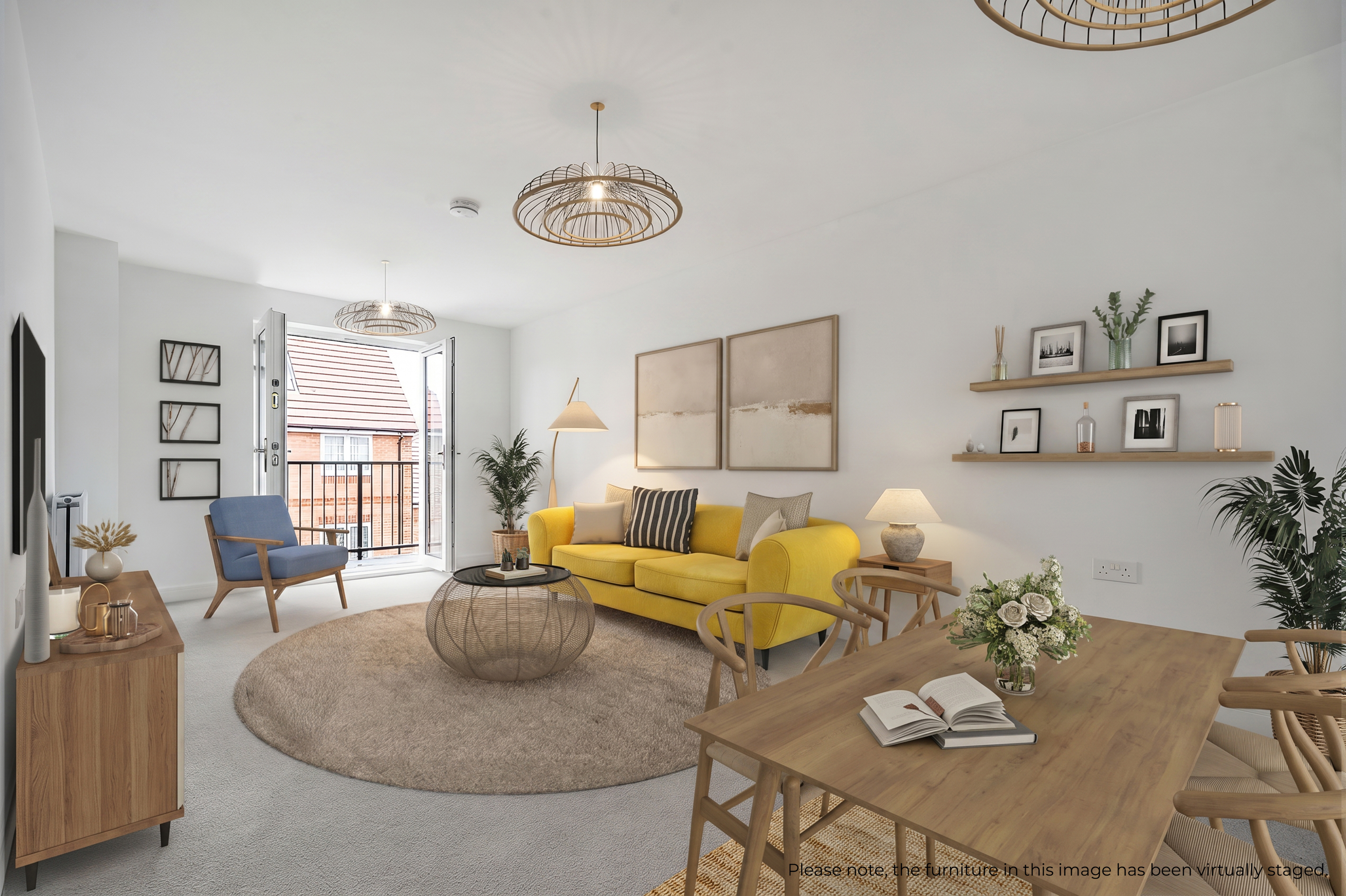 Virtual staging of an apartment living room at Regis Park